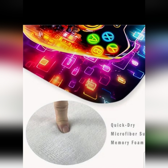 Dreamy Colorful Gaming Pattern Square Rug. - Picture 2 of 2